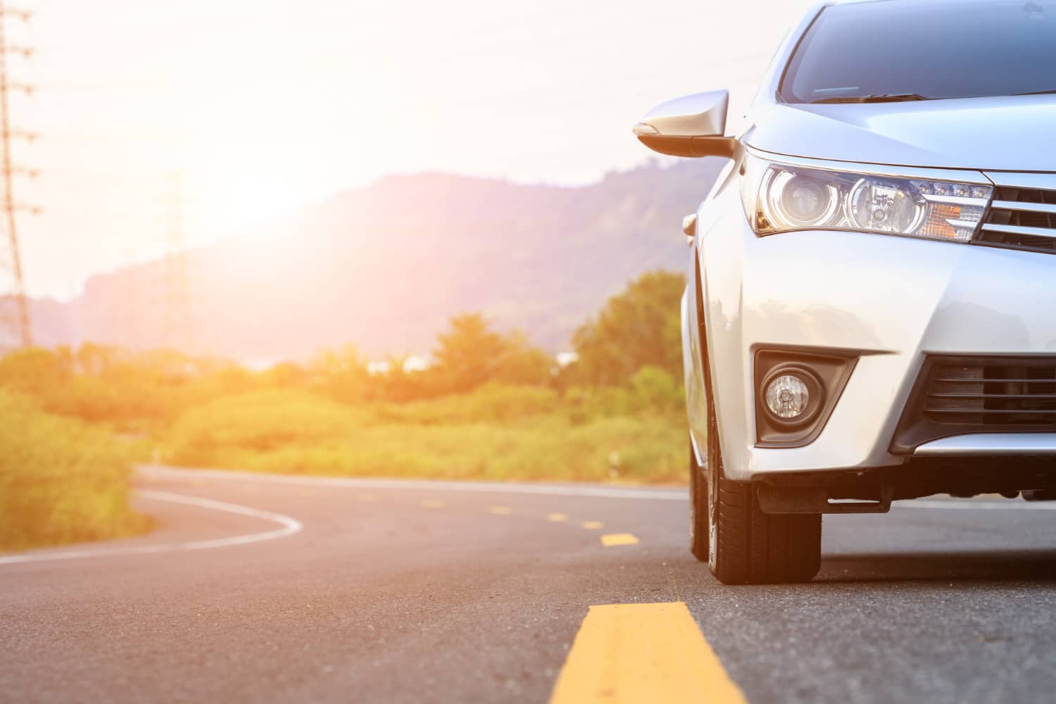 Car for pro learners driving school fleet with beautiful landscape of greater Sydney region.